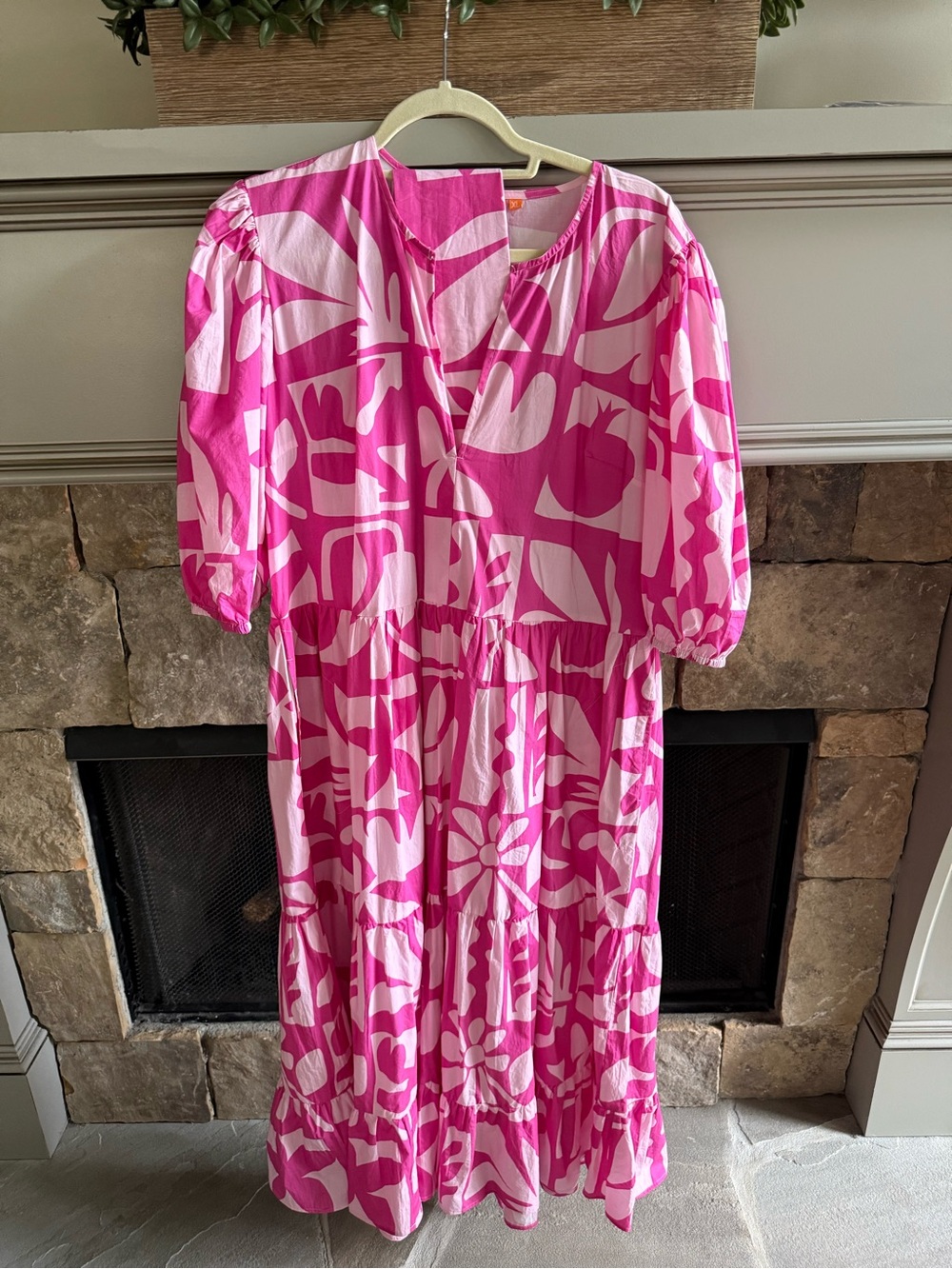 Oliphant Puff Sleeve Maxi Dress Twiggy Pink Cotton size XL - Picture 4 of 5